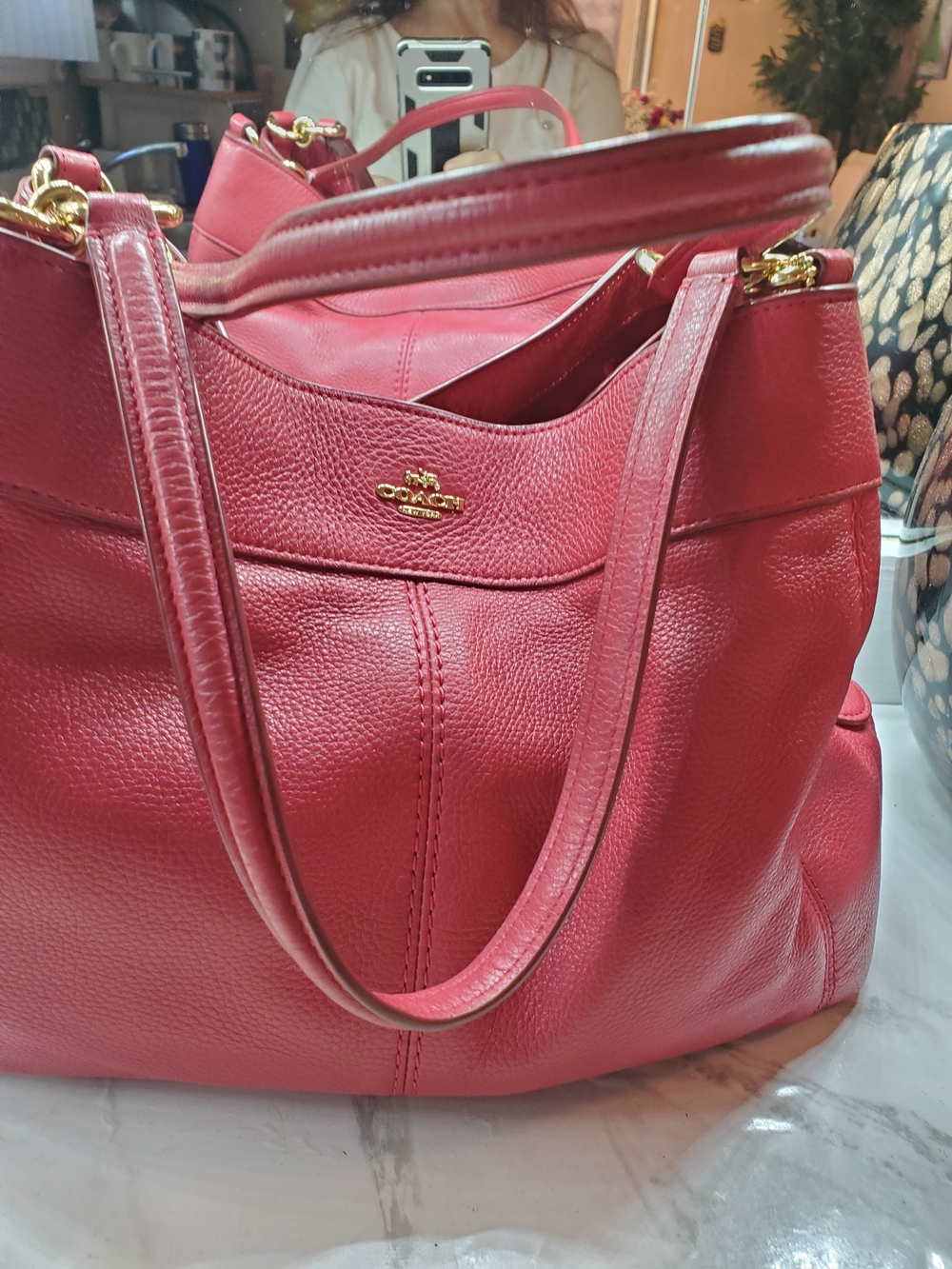 Coach Lexy Hot Pink Pebbled Leather Shoulder Tote REDUCED.. - Picture 2 of 16